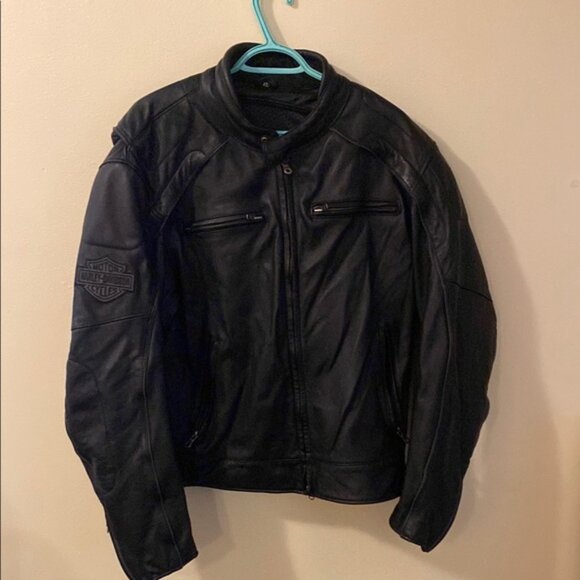 Mens Harley Davidson 3 in 1 reflective Willie G Skull Leather Jacket - Picture 12 of 14